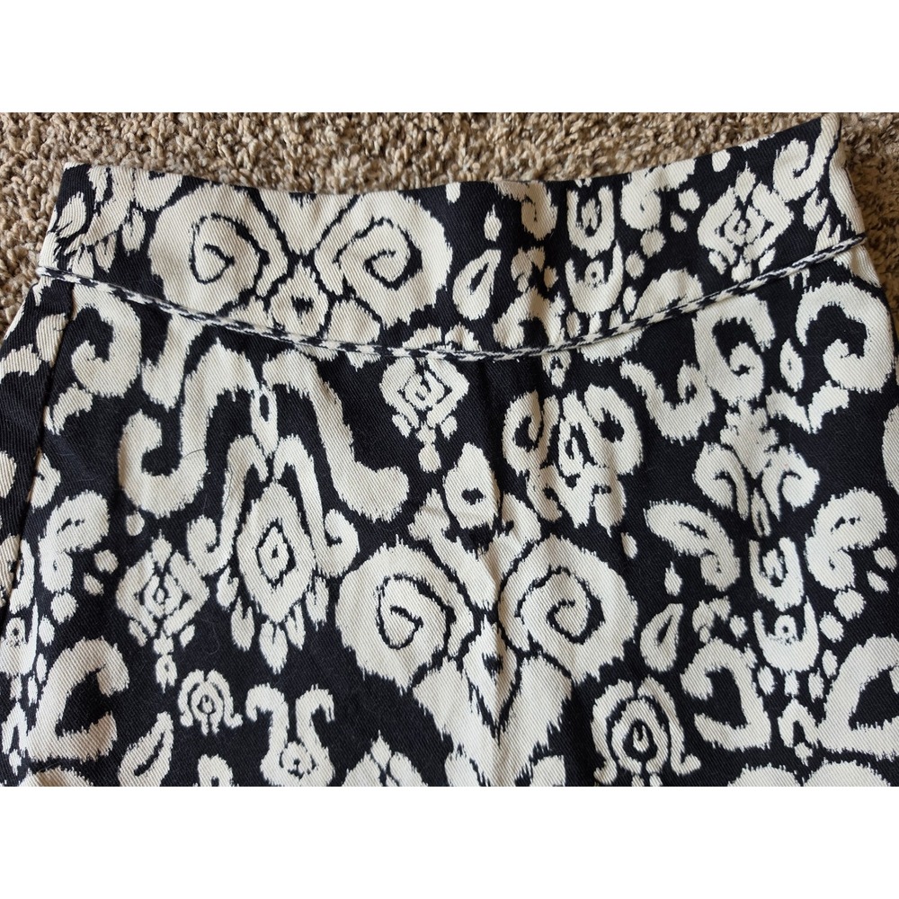 Zara Black White Ikat Damask Jacquard High Waisted Cotton Shorts Small NWT - Picture 10 of 11